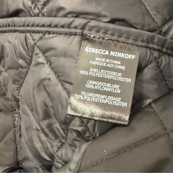 Rebecca Minkoff Double Breasted Quilted Long Black Coat - Picture 12 of 13